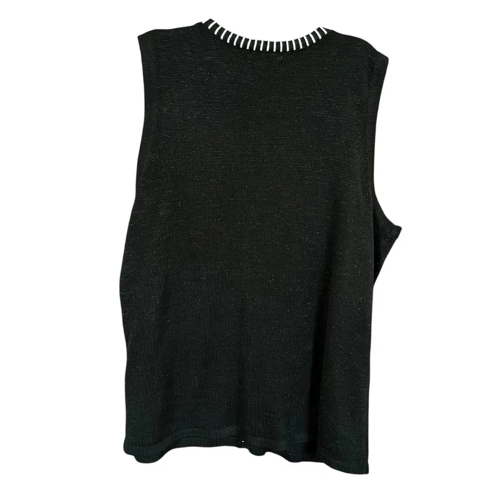 VTG Susan Bristol Black Cardinal & Poinsettia Embellished Sweater Vest Size 3X - Picture 2 of 6